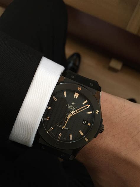 hublot classic fusion black on wrist|Hublot classic fusion price.